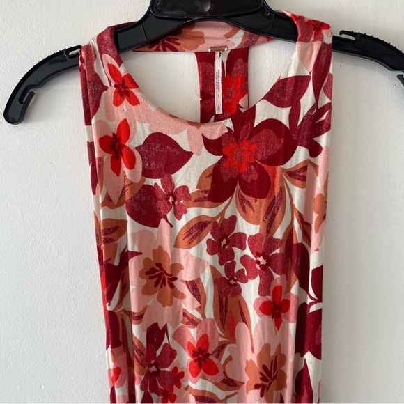 Free People Mimi Pink Red Floral Ruched Beachy Flowy Maxi Dress 37625 - Picture 9 of 14